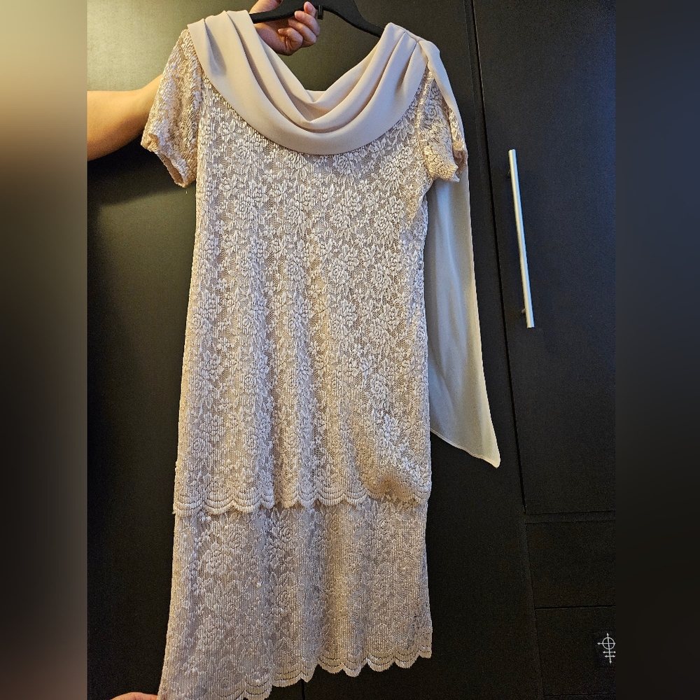Vintage ivory lace overlay dress
